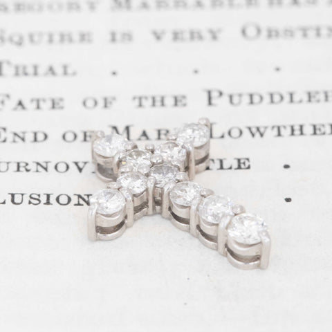 1.00ctw Round Brilliant Cut Diamond Cross Charm