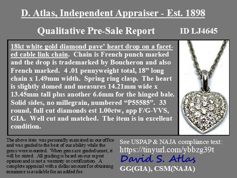 1.00ctw Vintage Diamond Heart Pendant by Boucheron