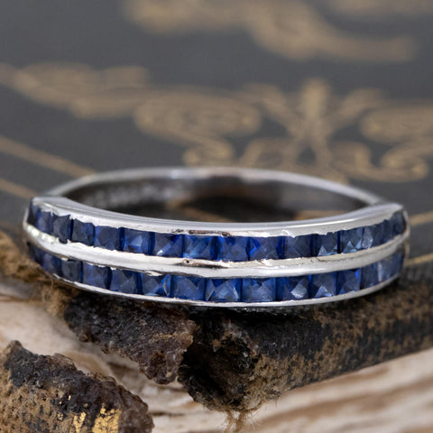1.00ctw Vintage Double Row Sapphire Band