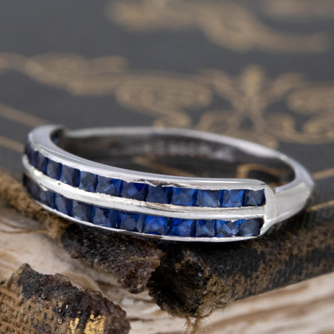 1.00ctw Vintage Double Row Sapphire Band