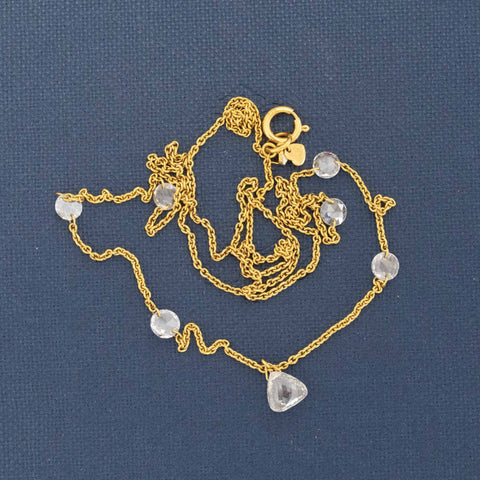1.01ctw 7-Stone Briolette & Rose Cut Diamond Station Necklace
