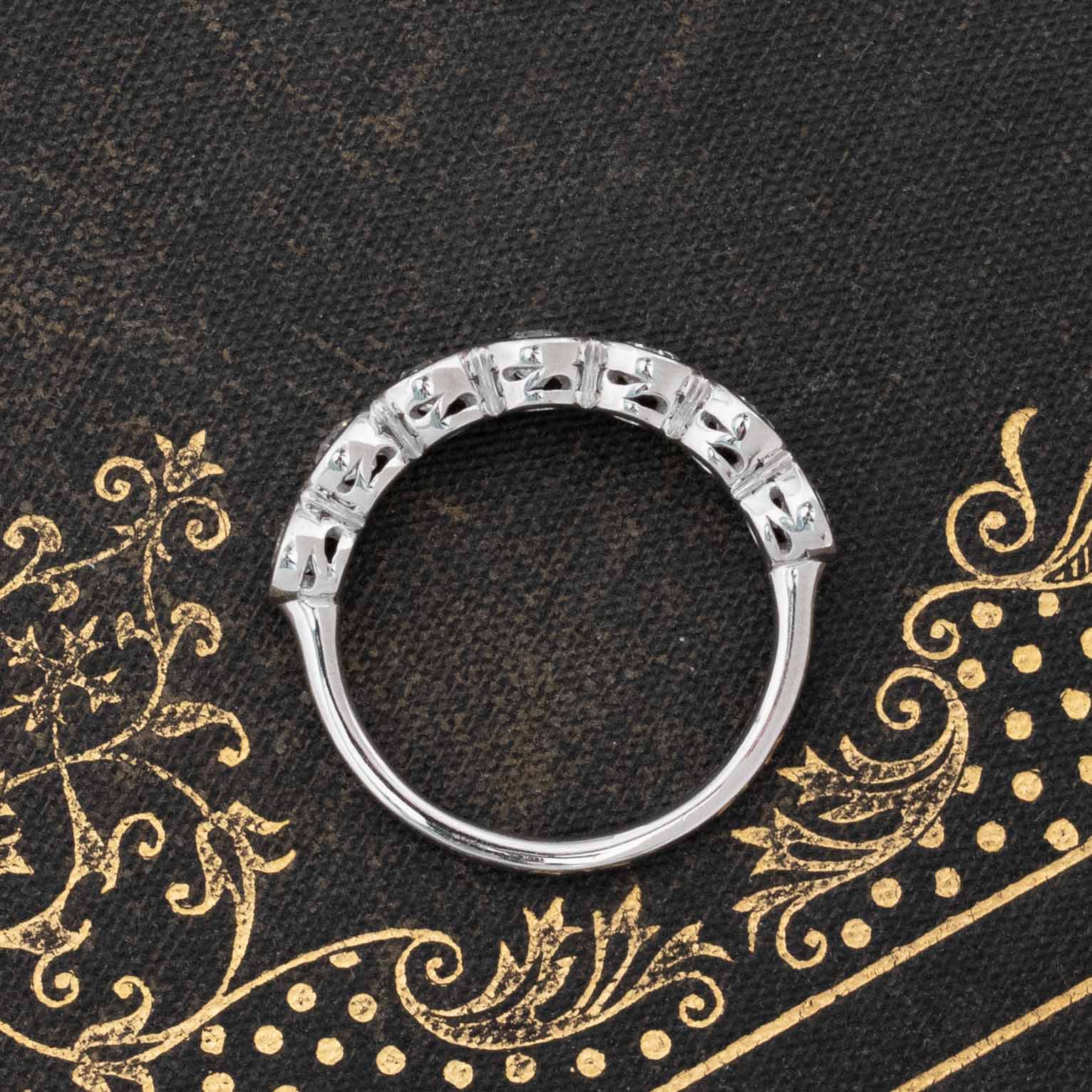 Top view of 1.01ctw Old European Cut Diamond Bezel Half-Hoop Band