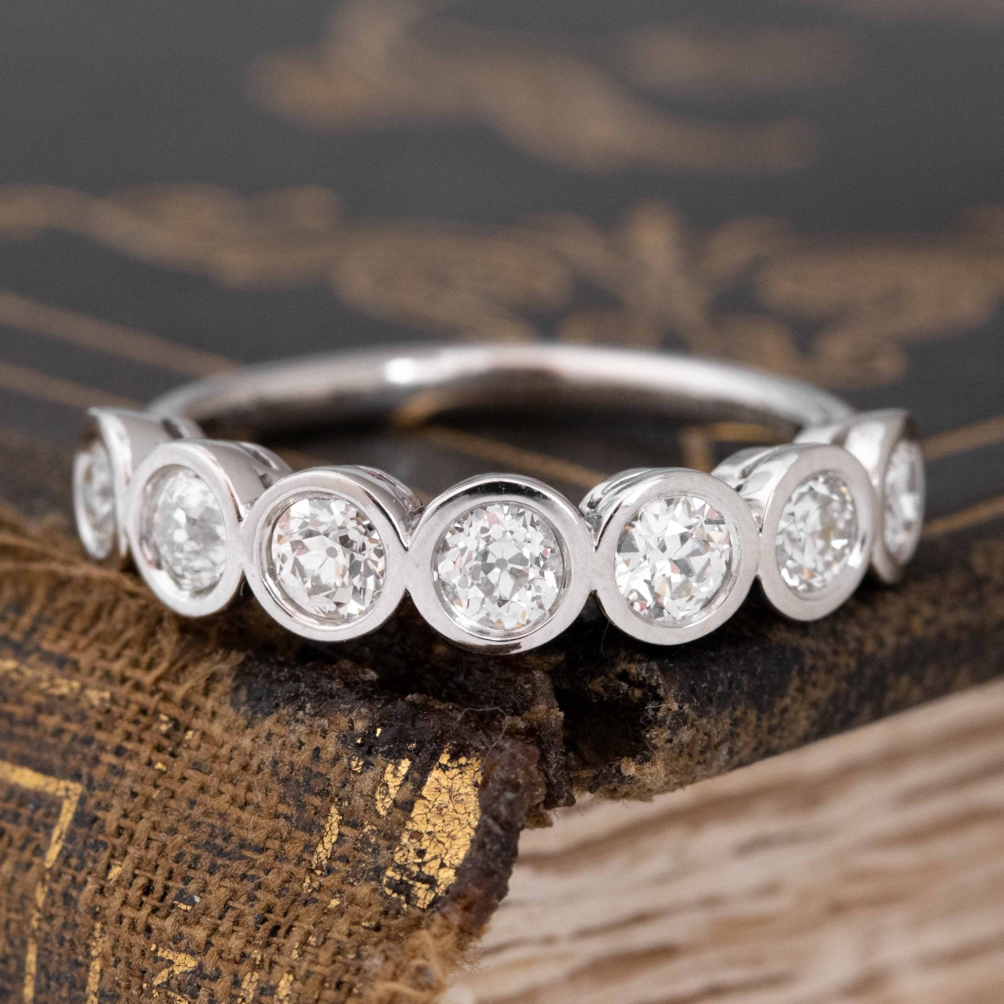 1.01ctw Old European Cut Diamond Bezel Half-Hoop Band