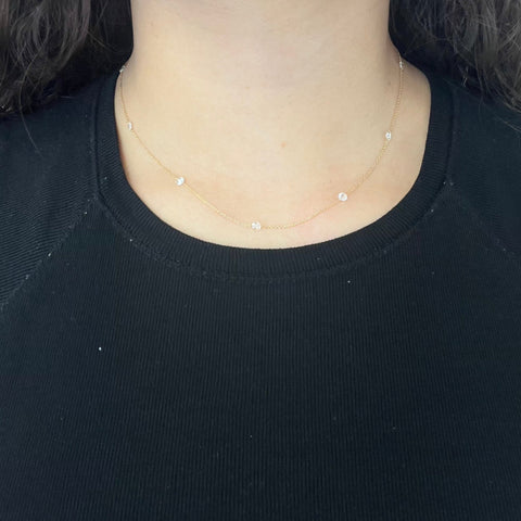 1.01ctw Round Rose Cut Diamond Station Necklace