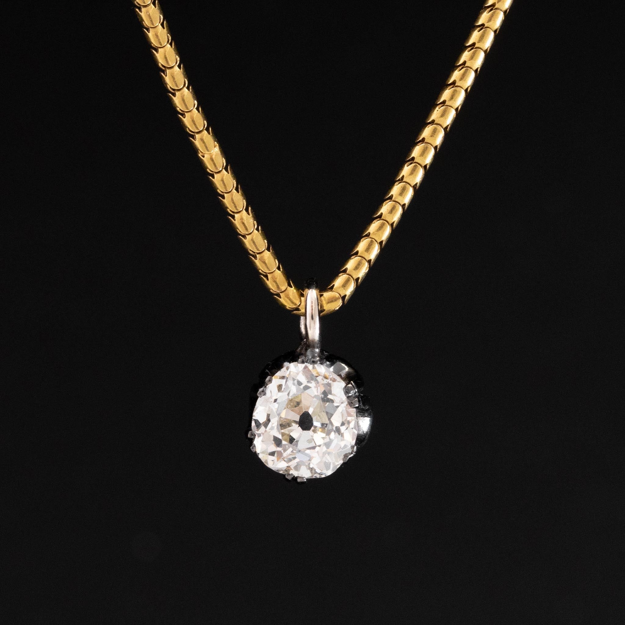 1.02ct Antique Pear Cut Buttercup Necklace