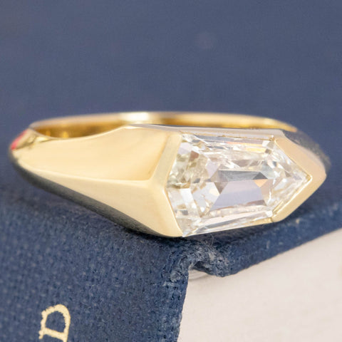 1.02ct Kite Cut Diamond Half-Bezel Solitaire
