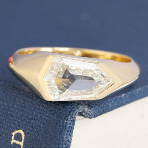 1.02ct Kite Cut Diamond Half-Bezel Solitaire
