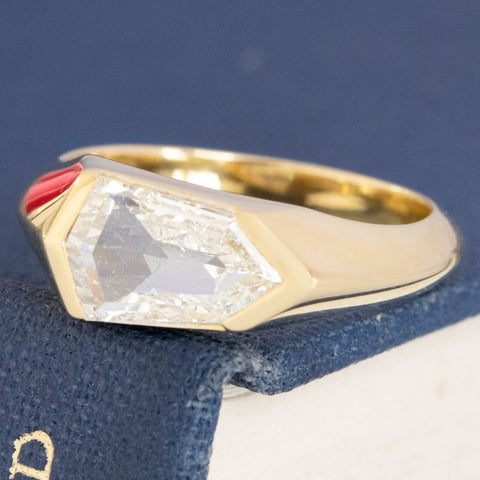 1.02ct Kite Cut Diamond Half-Bezel Solitaire