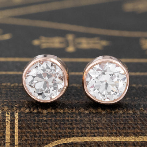 1.02ctw Old European Cut Diamond Stud Earrings