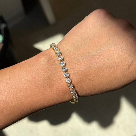 10.30ctw Old European Cut Diamond Bezel Tennis Bracelet