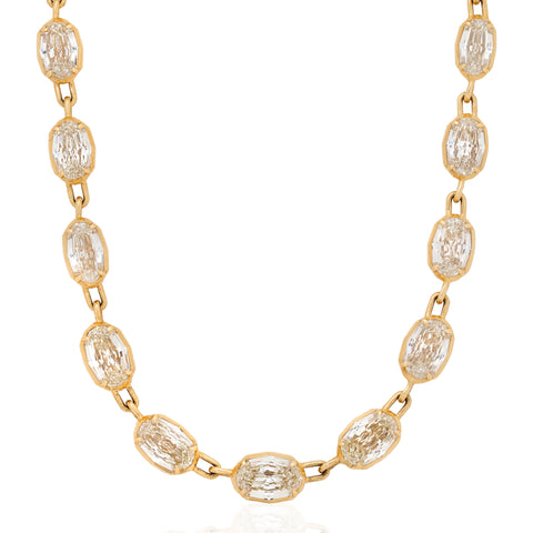 10.30ctw Oval Step Cut Diamond Bezel Chain Necklace