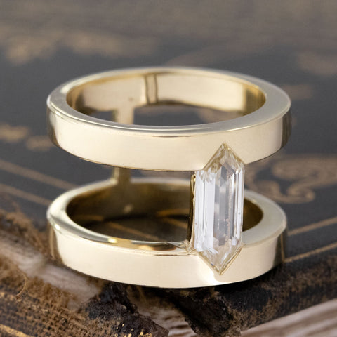 1.03ct Shield Step Cut Diamond Armor Ring