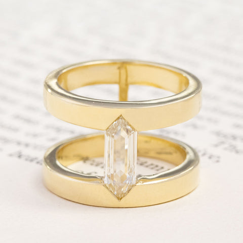 1.03ct Shield Step Cut Diamond Armor Ring