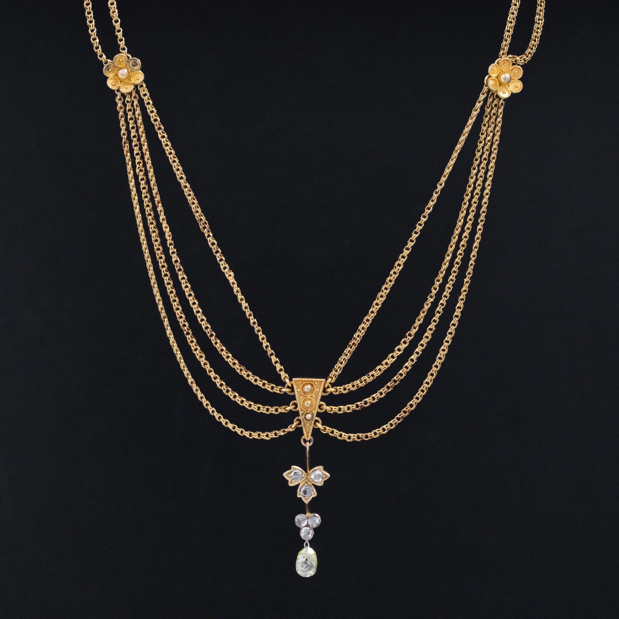 1.03ctw Antique Etruscan Revival Diamond Festoon Necklace