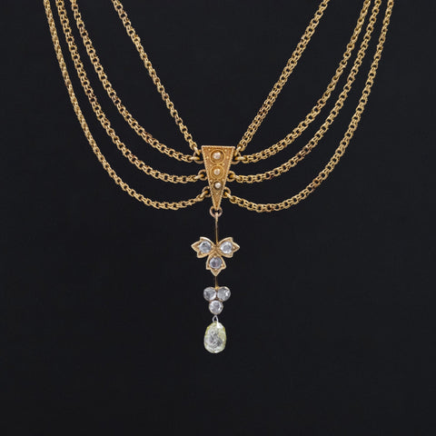 1.03ctw Antique Etruscan Revival Diamond Festoon Necklace