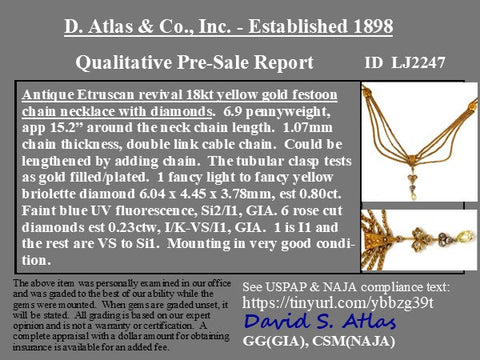 1.03ctw Antique Etruscan Revival Diamond Festoon Necklace