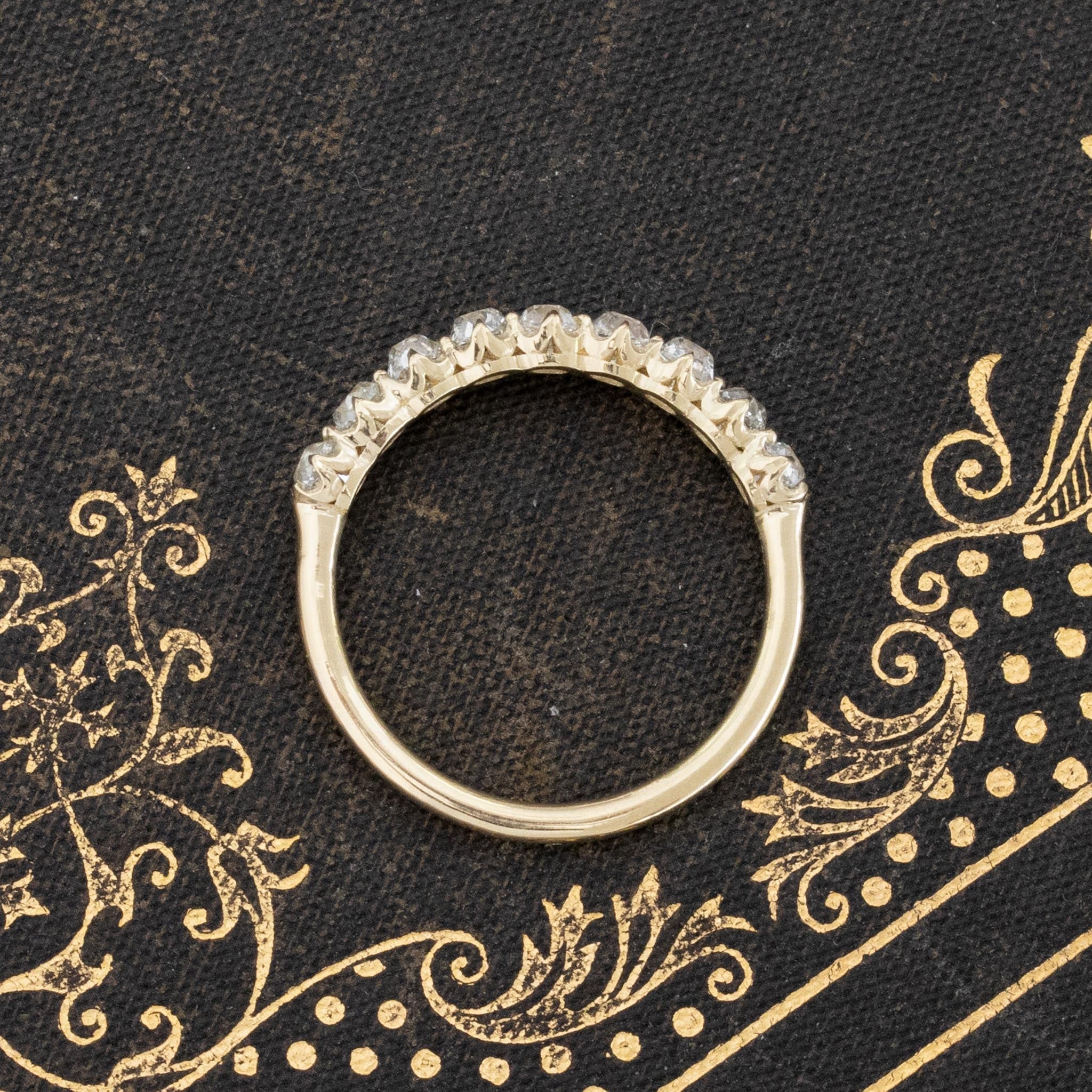 1.03ctw Old Mine Cut Diamond Half-Hoop 9-Stone Band