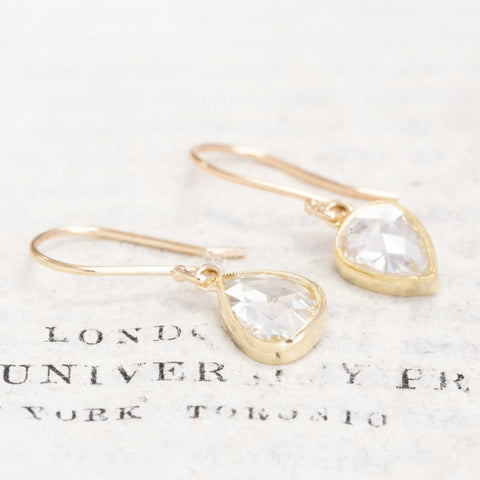 1.03ctw Pear Rose Cut Diamond Mismatched Drop Earrings