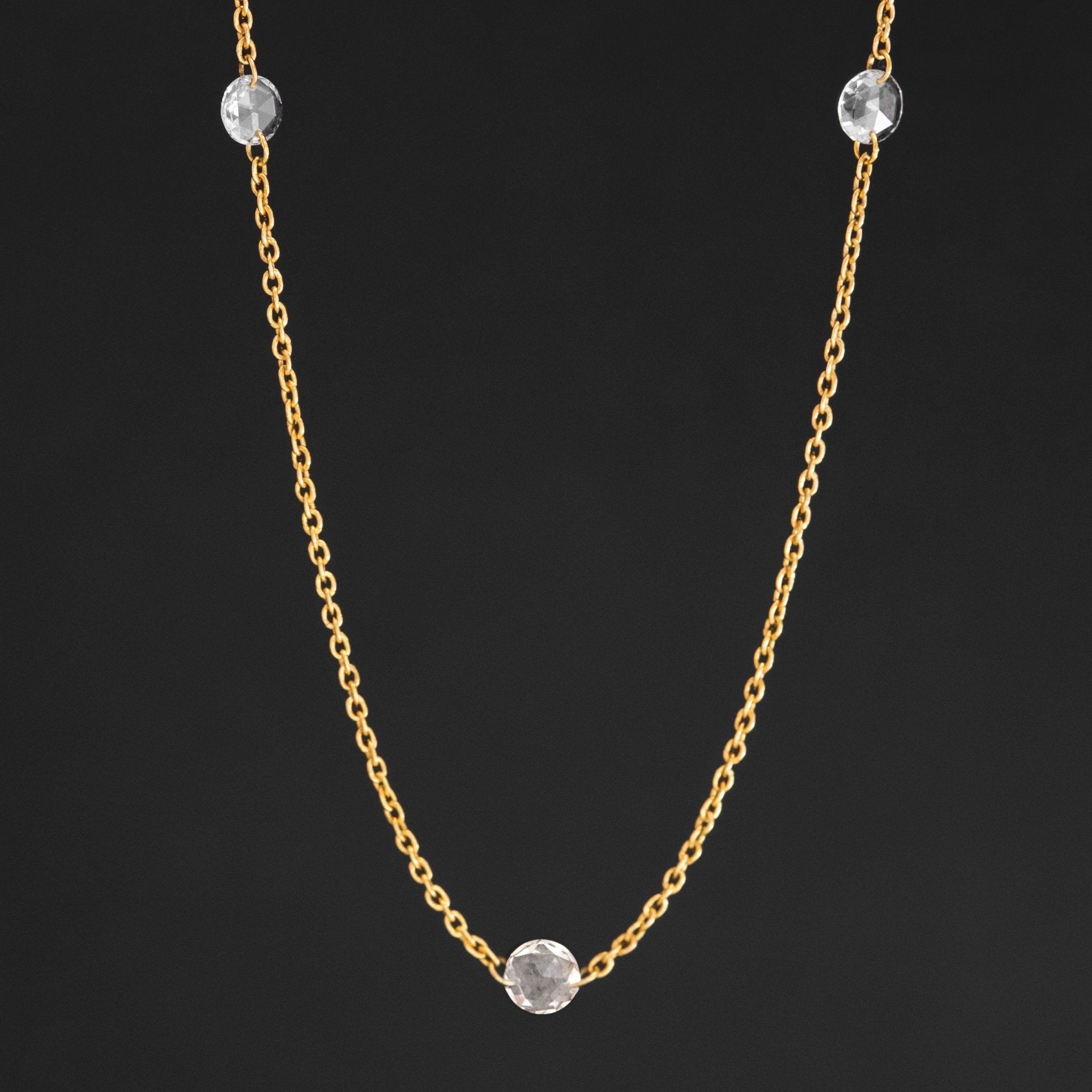 1.03ctw Round Rose Cut Diamond Station Necklace