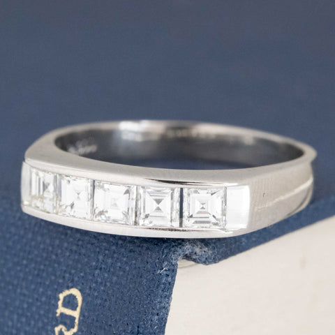 1.03ctw Vintage Carre Cut 5-Stone Channel Band