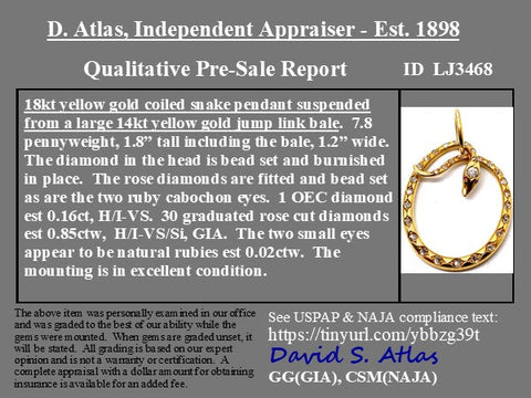 1.03ctw Vintage Diamond Serpent Circle Pendant