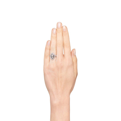 1.03ctw vintage marquise cut diamond navette ring in platinum – alternate view 2