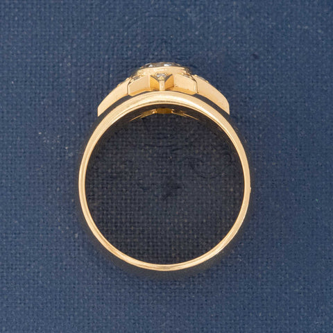 1.03ctw Vintage Old European Cut Diamond Wide Starburst Ring