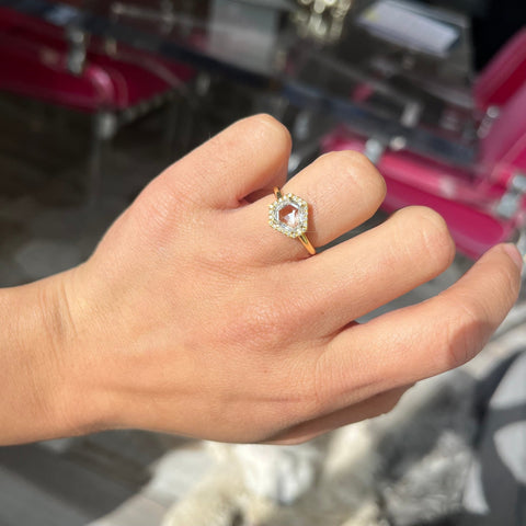 1.04ct Kite Step Cut Diamond Halo Solitaire