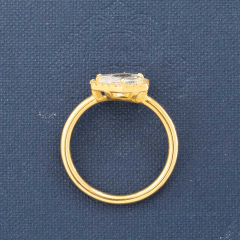 1.04ct Kite Step Cut Diamond Halo Solitaire
