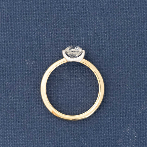 1.04ct Old European Cut Diamond Half-Bezel Solitaire