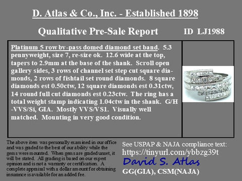 1.04ctw Asymmetrical Diamond 5-Row Band