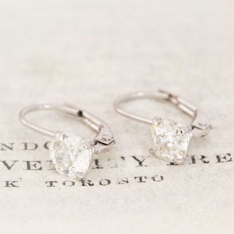 1.04ctw Old European Cut Diamond Dormeuse Earrings