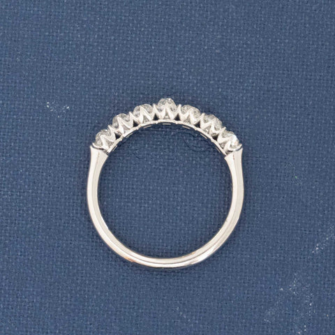 Side view of 1.04ctw Old Mine Cut Diamond Half-Hoop Band, natural Earth-mined Old Mine Cut Diamonds in platinum
