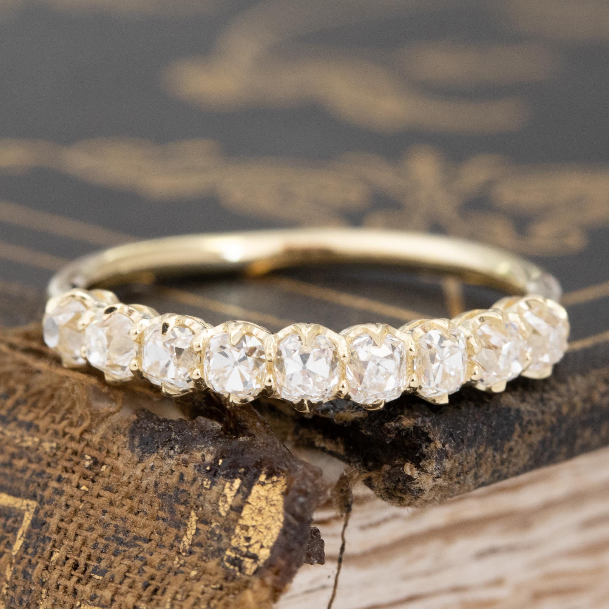 1.04ctw Old Mine Cut Diamond Half-Hoop Band