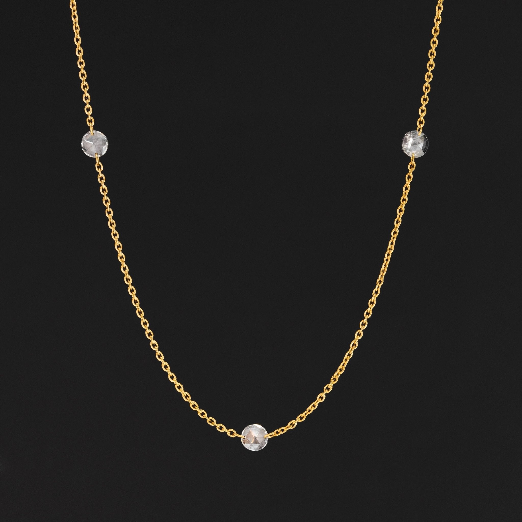1.04ctw Round Rose Cut Diamond Station Necklace