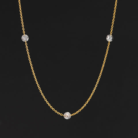1.04ctw Round Rose Cut Diamond Station Necklace