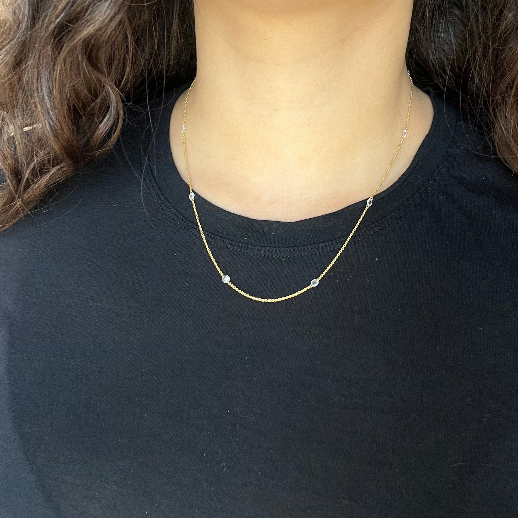 1.04ctw Round Rose Cut Diamond Station Necklace