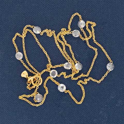 1.04ctw Round Rose Cut Diamond Station Necklace