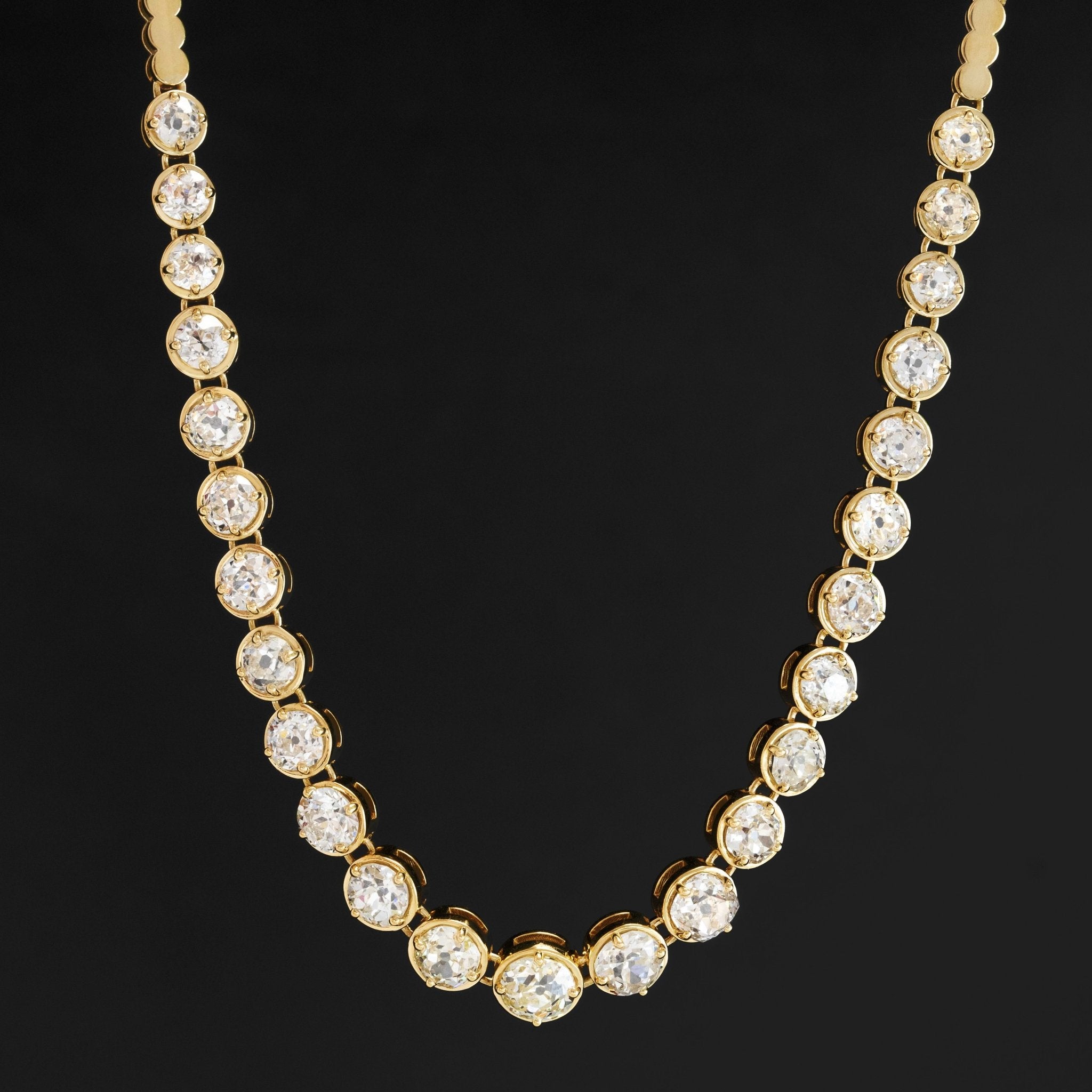 10.58ctw Old European & Old Mine Cut Diamond Bezel Necklace