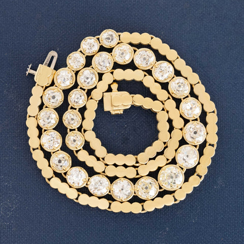10.58ctw Old European & Old Mine Cut Diamond Bezel Necklace