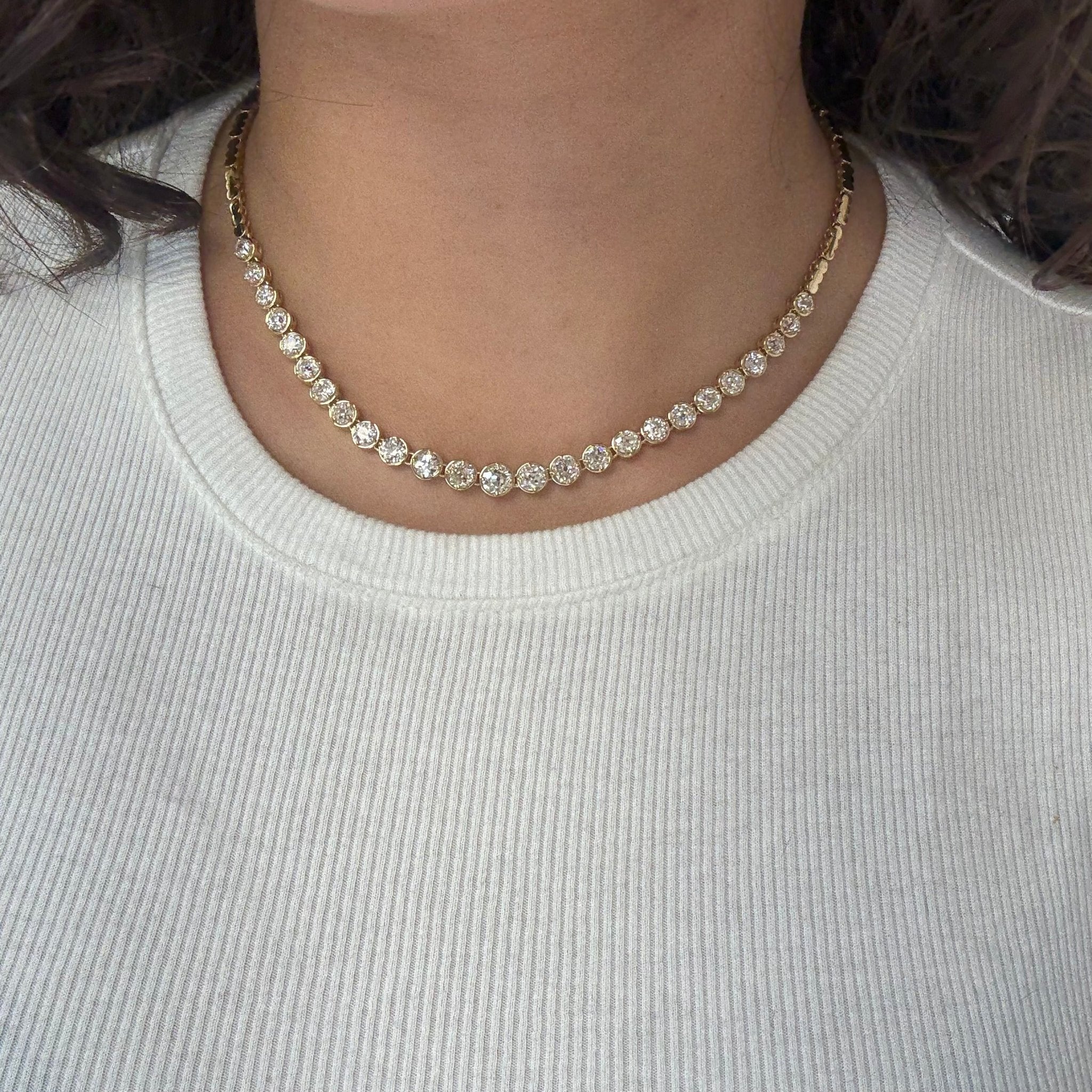 10.58ctw Old European & Old Mine Cut Diamond Bezel Necklace