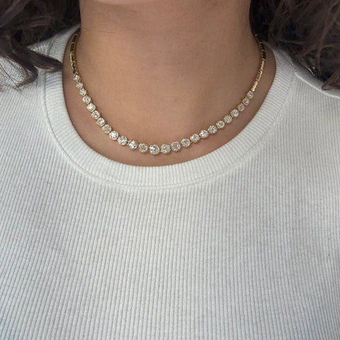 10.58ctw Old European & Old Mine Cut Diamond Bezel Necklace