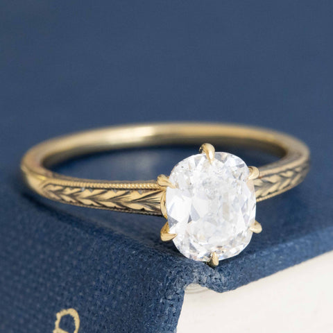 1.05ct Old Mine Cut Diamond Solitaire, GIA E SI1