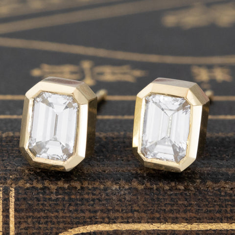 1.05ctw Emerald Cut Diamond Stud Earrings