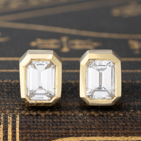 1.05ctw Emerald Cut Diamond Stud Earrings