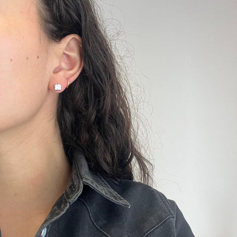 1.05ctw Lily Cut Diamond Bezel Stud Earrings