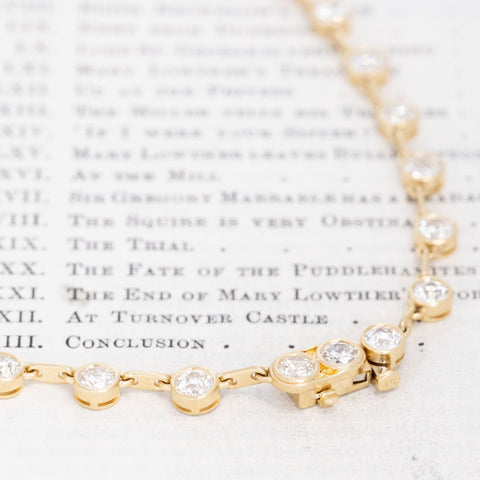 10.63ctw Old European Cut Diamond Bezel Bar Link Tennis Necklace