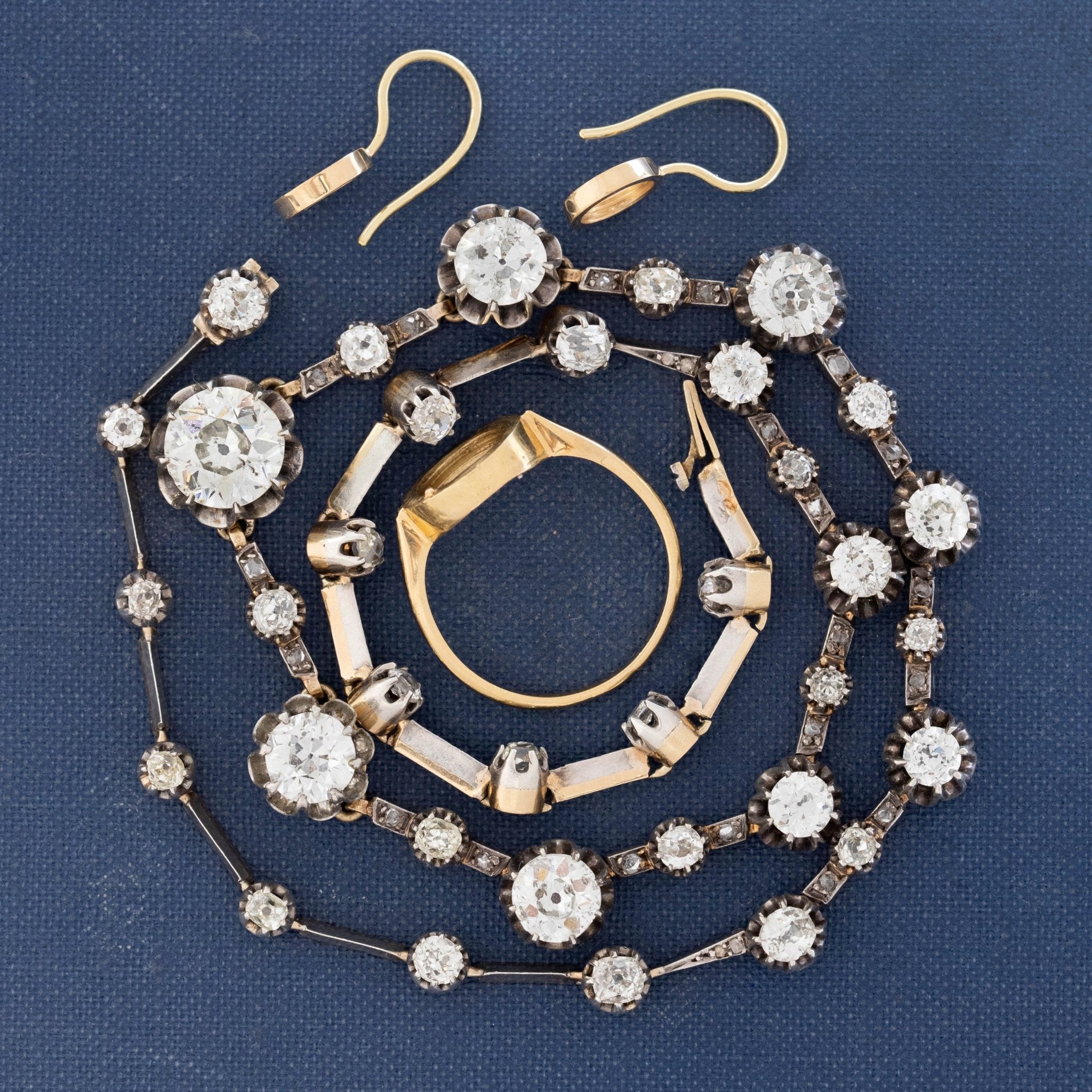 10.65ctw Victorian Old European Cut Convertible Riviere Necklace, French