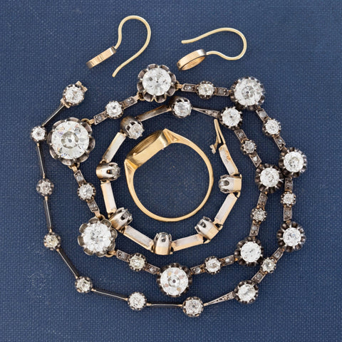 10.65ctw Victorian Old European Cut Convertible Riviere Necklace, French