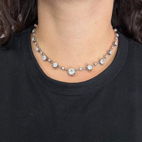 10.65ctw Victorian Old European Cut Convertible Riviere Necklace, French
